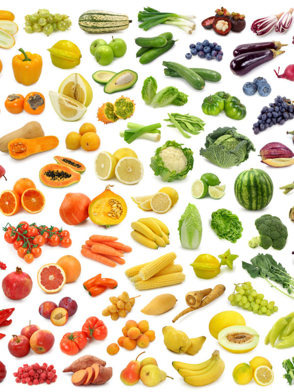 Rainbow collection of fruits and vegetables